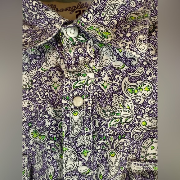 Wrangler 20X Competition Purple Paisley Shirt Mens Size XL Pearl Snap - Picture 4 of 12